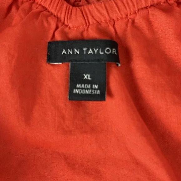 Ann Taylor Top Women Extra Large Orange Eyelet Lace Off Shoulder Sleeveless Crop - Picture 8 of 9